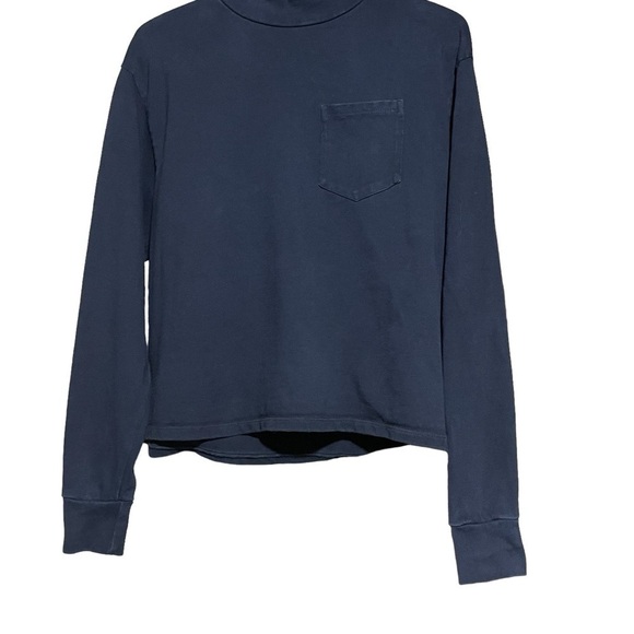 Brandy Melville Tops - Brandy Melville Navy Mock Neck Cropped/Boxy Sweat Shirt - Long Sleeves Size 10